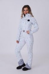 Biały, elegancki kombinezon narciarski OOSC Print. Białe spodnie snowboardowe damskie OOSC, s, bez wzorów, z nylonu, eleganckie, narciarskie. Za 2,445.99 zł.
