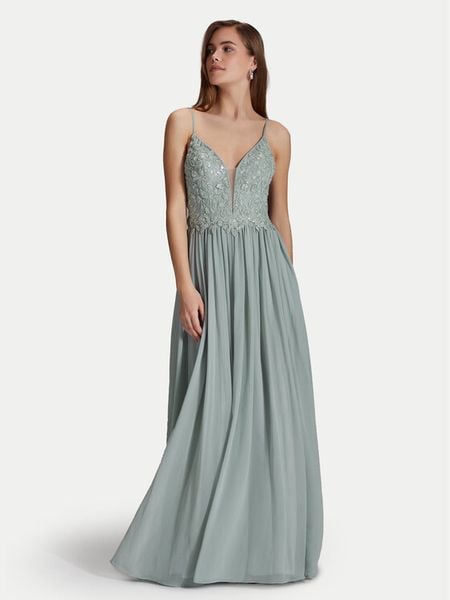 Hey Kyla Sukienka wieczorowa 5AI082HK Zielony Regular Fit. Zielone sukienki damskie Hey Kyla, bez wzorów, z syntetyku, wizytowe, bez kołnierzyka, bez ramiączek. Za 959.99 zł.