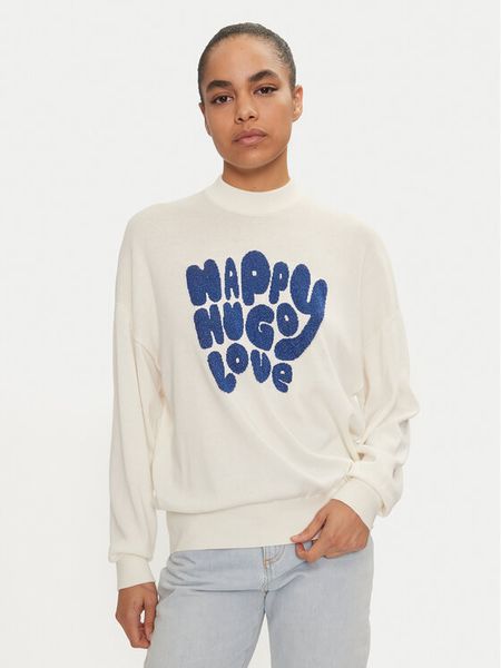 Hugo Sweter Sidara 50522527 Écru Regular Fit. Swetry damskie Hugo, m, bez wzorów, z bawełny, bez kołnierzyka, bez ramiączek, bez kaptura. Za 289.99 zł.