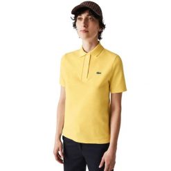 Koszulka damska Lacoste Regular Fit Polo. Żółte koszulki sportowe damskie Lacoste, s, z aplikacjami, z bawełny, bez kołnierzyka, bez ramiączek, na golfa. Za 357.00 zł.