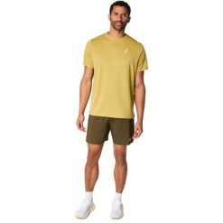 Koszulka Asics. Zielone koszulki sportowe męskie Asics, bez wzorów, bez kołnierzyka, bez ramiączek, do biegania. Za 141.00 zł.