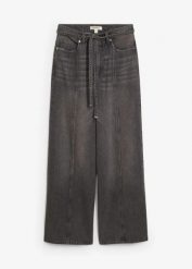 Dżinsy z szerokimi nogawkami, high waist. Szare jeansy damskie bonprix, z podwyższonym stanem. Za 169.99 zł.