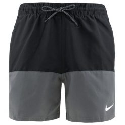 Szorty kąpielowe męskie Nike Split 5" Volley. Czarne krótkie spodenki sportowe męskie Nike, m, bez wzorów, z materiału, do pływania. Za 244.60 zł.