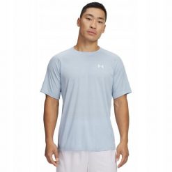 Koszulka T-Shirt Męski Treningowy Under Armour Szybkoschnący UA Tech. Niebieskie koszulki sportowe męskie Under Armour, m, bez wzorów, bez kołnierzyka, bez ramiączek, do biegania. Za 139.99 zł.