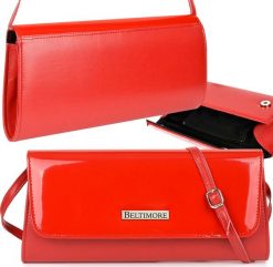Beltimore Czerwona Damska Torebka Kopertówka wieczorowa Beltimore W20. Czerwone kopertówki damskie Beltimore, bez wzorów, wizytowe, bez dodatków. Za 76.99 zł.