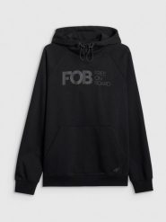 4F Bluza dresowa nierozpinana z kapturem męska - czarna L. Czarne bluzy męskie 4f, l, bez wzorów, z dresówki, z kapturem. Za 179.99 zł.