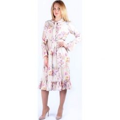 Sukienka w kolorze biało-beżowym ze wzorem. Sukienki damskie marki Bessa, Moonlight. W wyprzedaży za 154.95 zł.