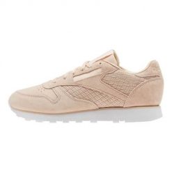 Buty do chodzenia damskie Reebok CL Lthr Woven Emb. Brązowe obuwie sportowe damskie Reebok, bez wzorów, z gumy, trekkingowe. Za 318.00 zł.