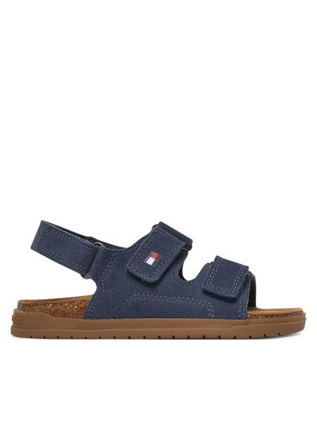 Tommy Hilfiger Sandały T3X2-34394-1899806 M Granatowy. Niebieskie sandały chłopięce Tommy Hilfiger, ze skóry, bez zapięcia. Za 249.99 zł.