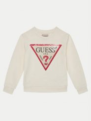 Guess Bluza K4YQ10 KA6R4 Écru Regular Fit. Bluzy dla dziewczynek Guess, z aplikacjami, z bawełny, bez ramiączek, bez kaptura. Za 99.99 zł.