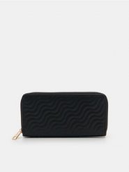 Portfel - czarny. Czarne portfele damskie Sinsay, bez wzorów, ze skóry. Za 25.99 zł.