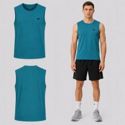 KOSZULKA MĘSKA 4F T-SHIRT BEZ RĘKAWÓW NA RAMIĄCZKA XL M226 SS26. Zielone t-shirty męskie 4f, m, bez wzorów, z bawełny, sportowe, bez kołnierzyka. Za 34.06 zł.