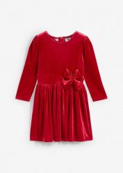 Sukienka aksamitna. Czerwone sukienki dla dziewczynek bonprix, bez wzorów, bez ramiączek. Za 84.99 zł.