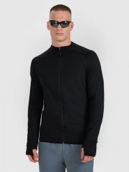 4F Bluza do biegania regular szybkoschnąca męska - czarna S. Czarne bluzy męskie 4f, m, bez wzorów, z materiału, bez kaptura, do biegania. Za 199.99 zł.