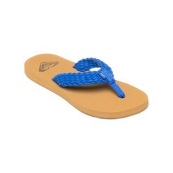 Klapki plażowe dla Kobiety PORTO Niebieski. Niebieskie klapki damskie Roxy, bez wzorów, z bawełny, bez obcasa. Za 139.99 zł.