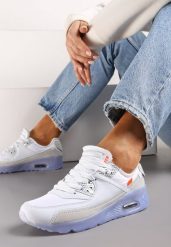 Biało-Niebieskie Buty Sportowe Nymerris. Białe obuwie sportowe damskie Born2be, z aplikacjami. Za 99.99 zł.