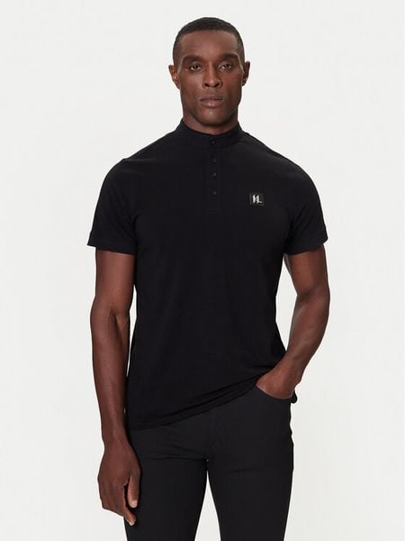 KARL LAGERFELD Polo 745001 554221 Czarny Regular Fit. Czarne koszulki polo męskie KARL LAGERFELD, l, bez wzorów, z bawełny, bez ramiączek. Za 349.99 zł.