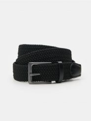 Pleciony pasek do spodni - czarny. Czarne paski damskie Sinsay, bez wzorów. Za 15.99 zł.