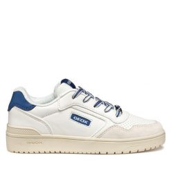 Sneakersy Geox. Białe trampki i tenisówki chłopięce Geox, bez wzorów, bez zapięcia. Za 269.99 zł.