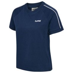 Koszulka damska Hummel Pulse Piping. Niebieskie koszulki sportowe damskie Hummel, bez wzorów, sportowe, bez kołnierzyka. Za 170.50 zł.