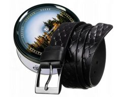 Pasek skórzany PETERSON [DH] PTN PRS-04-G czarny. Czarne paski damskie Peterson, z aplikacjami, z jeansu, eleganckie. Za 61.99 zł.