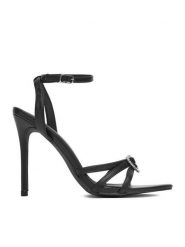 DeeZee Sandały SWEETIE BLACK PU Czarny. Czarne sandały damskie DeeZee, bez wzorów, z materiału, bez obcasa, na szpilce, bez zapięcia. Za 179.99 zł.