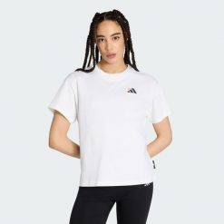 LUŹNA KOSZULKA Z GRAFIKĄ EMBROIDERY PACK. Białe t-shirty damskie Adidas, l, bez wzorów, z bawełny, klasyczne, bez kołnierzyka. Za 149.00 zł.