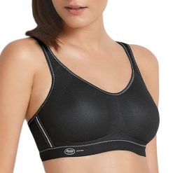 Stanik do biegania Air Control z wysoki poziomem podtrzymywania. Czarne biustonosze ANITA ACTIVE, bez wzorów, z elastanu. Za 338.00 zł.