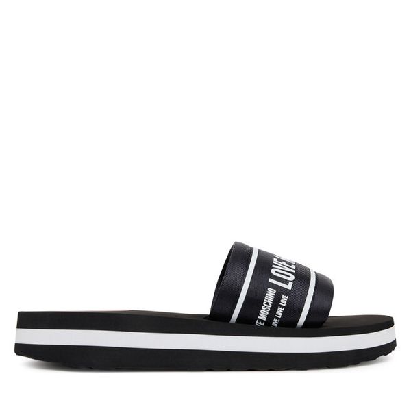 Klapki LOVE MOSCHINO. Czarne klapki damskie Love Moschino, bez wzorów, bez obcasa. Za 539.99 zł.