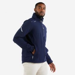 Kurtka softshell żeglarska męska Tribord Sailing 500, granatowa. Kurtki sportowe męskie TRIBORD, l, bez wzorów, z polaru, wspinaczkowe. W wyprzedaży za 179.99 zł.