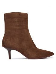 Geox Botki D Kleopy D56YBB 21 C6006 Brązowy. Brązowe botki damskie Geox, ze skóry, bez obcasa, na szpilce, bez zapięcia. Za 699.99 zł.