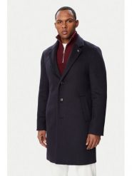 Tommy Hilfiger Płaszcz wełniany MW0MW40768 Granatowy Regular Fit. Niebieskie płaszcze męskie Tommy Hilfiger, na zimę, m, bez wzorów, z wełny, bez kaptura. Za 1,699.00 zł.