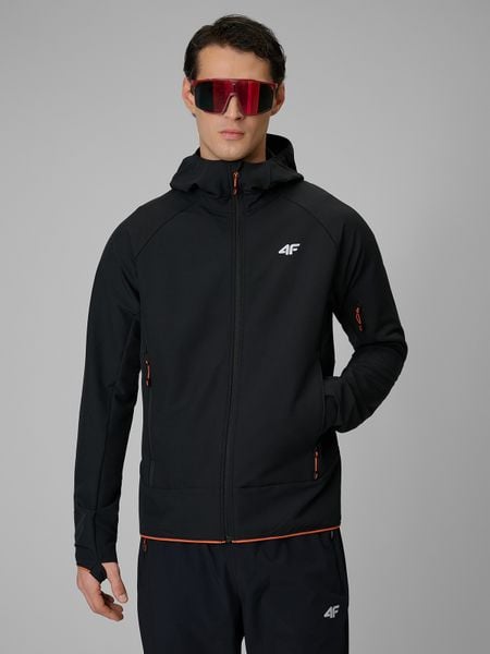 4F Kurtka softshell wiatroodporna męska - czarna XXL. Czarne kurtki męskie 4f, l, bez wzorów, z materiału, klasyczne, bez kaptura. Za 299.99 zł.