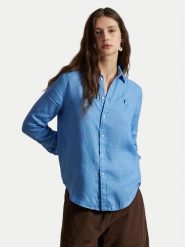 Polo Ralph Lauren Koszula 211970730510 Niebieski Regular Fit. Niebieskie bluzki damskie Polo Ralph Lauren, m, bez wzorów, ze lnu, bez kołnierzyka, bez ramiączek. Za 819.99 zł.