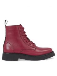 Tommy Jeans Trzewiki Tjw Lace Up Flat EN0EN02310 Bordowy. Czerwone botki damskie Tommy Jeans, z jeansu, bez obcasa, na płaskiej podeszwie, bez zapięcia. Za 749.99 zł.