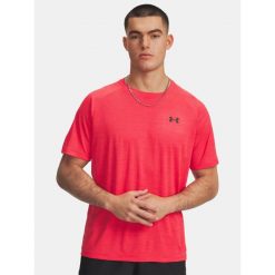 Koszulka treningowa męska Under Armour Tech Textured S/S. Czerwone buty sportowe męskie Under Armour, bez zapięcia, na fitness i siłownię. Za 115.49 zł.