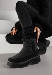 Czarne Pikowane Śniegowce ze Ściągaczem Monivella. Czarne śniegowce i trapery damskie Renee, z jeansu. Za 149.99 zł.