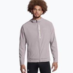 Kurtka do biegania męska Under Armour Outrun The Storm. Szare kurtki męskie Under Armour, m, bez wzorów, sportowe, bez kaptura. Za 309.99 zł.
