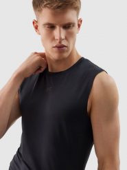 Чоловіча майка tank top regular для тренувань з перероблених матеріалів - темно-чорний. T-shirty męskie 4f, s, bez wzorów, z jersey, bez kołnierzyka. W wyprzedaży za 439.90 zł.
