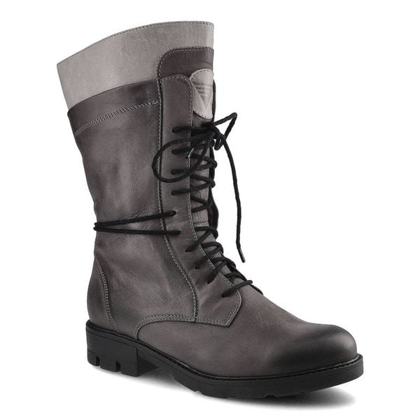 Szare Botki Damskie Karino Codzienne Stylowe Buty. Szare kozaki damskie Karino, z nubiku, bez obcasa, na płaskiej podeszwie. Za 319.90 zł.