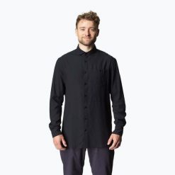 Koszula męska Houdini Longsleeve Shirt. Czarne bluzki z długim rękawem męskie Houdini, m, bez wzorów, casualowe, bez kołnierzyka, bez ramiączek. Za 279.99 zł.