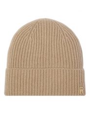 Tommy Hilfiger Czapka AW0AW19098 Beżowy. Brązowe rękawiczki damskie Tommy Hilfiger, na zimę, bez wzorów, z kaszmiru. Za 369.99 zł.