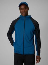 4F Bluza trekkingowa regular z kapturem męska - turkusowa L. Niebieskie bluzy męskie 4f, l, bez wzorów, z kapturem. Za 249.99 zł.