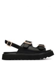 REPLAY Sandały GWF5D .000.C0008S Czarny. Czarne sandały damskie Replay, bez wzorów, ze skóry, bez obcasa, na płaskiej podeszwie, bez zapięcia. Za 309.99 zł.