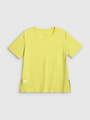 4F Koszulka treningowa loose szybkoschnąca damska - zielona M. Zielone koszulki sportowe damskie 4f, m, bez wzorów, z materiału, bez kołnierzyka, bez ramiączek, na fitness i siłownię. Za 79.99 zł.