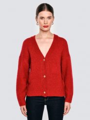 Kardigan damski z dodatkiem wełny czerwony Kardila 603. Czerwone kardigany damskie Big Star, l, bez wzorów, z dzianiny, biznesowe. Za 249.99 zł.
