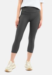 Prążkowane legginsy 3/4 N-PALERMO. Szare legginsy damskie Volcano, m, bez wzorów, z materiału, z podwyższonym stanem, krótkie, na fitness i siłownię. Za 99.99 zł.