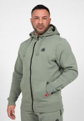 Leon Bluza z kapturem zapinana na suwak - Zielony. Zielone bluzy męskie GORILLA WEAR, l, bez wzorów, z bawełny, z kapturem. Za 356.00 zł.