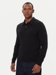 Calvin Klein Polo LV04LD319G Czarny Regular Fit. Czarne koszulki polo męskie Calvin Klein, m, bez wzorów, z wełny, bez ramiączek. Za 559.99 zł.