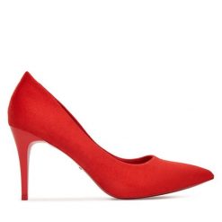 Szpilki DeeZee. Czerwone szpilki damskie DeeZee, bez wzorów, bez obcasa, bez zapięcia. Za 129.99 zł.